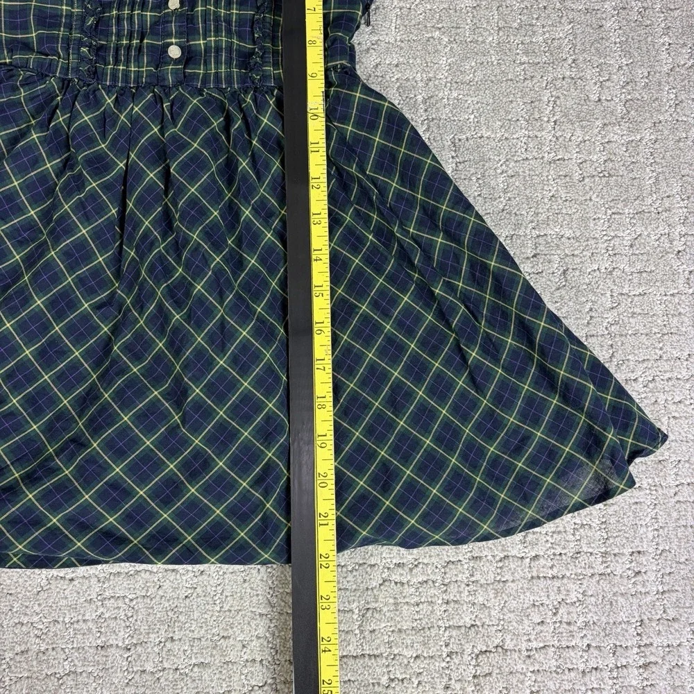 Vtg Ralph Lauren Girls Plaid Dress 90s Tartan Holiday Peter Pan Collar Blue 4T